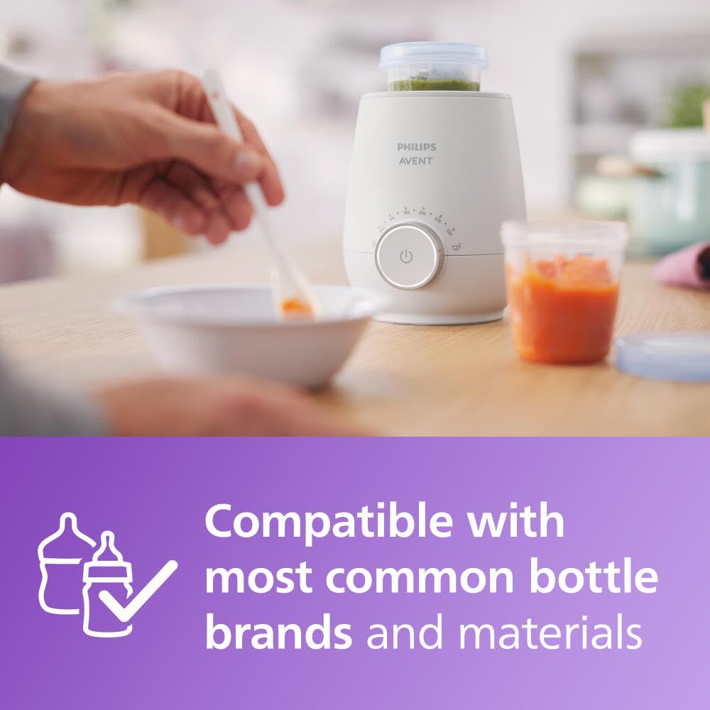 Bottle warmer compatible with most common bottle brands