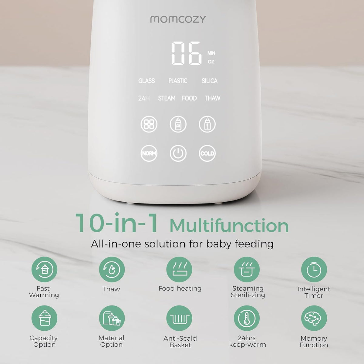 Momcozy bottle warmer 10-in-1 multifunction panel