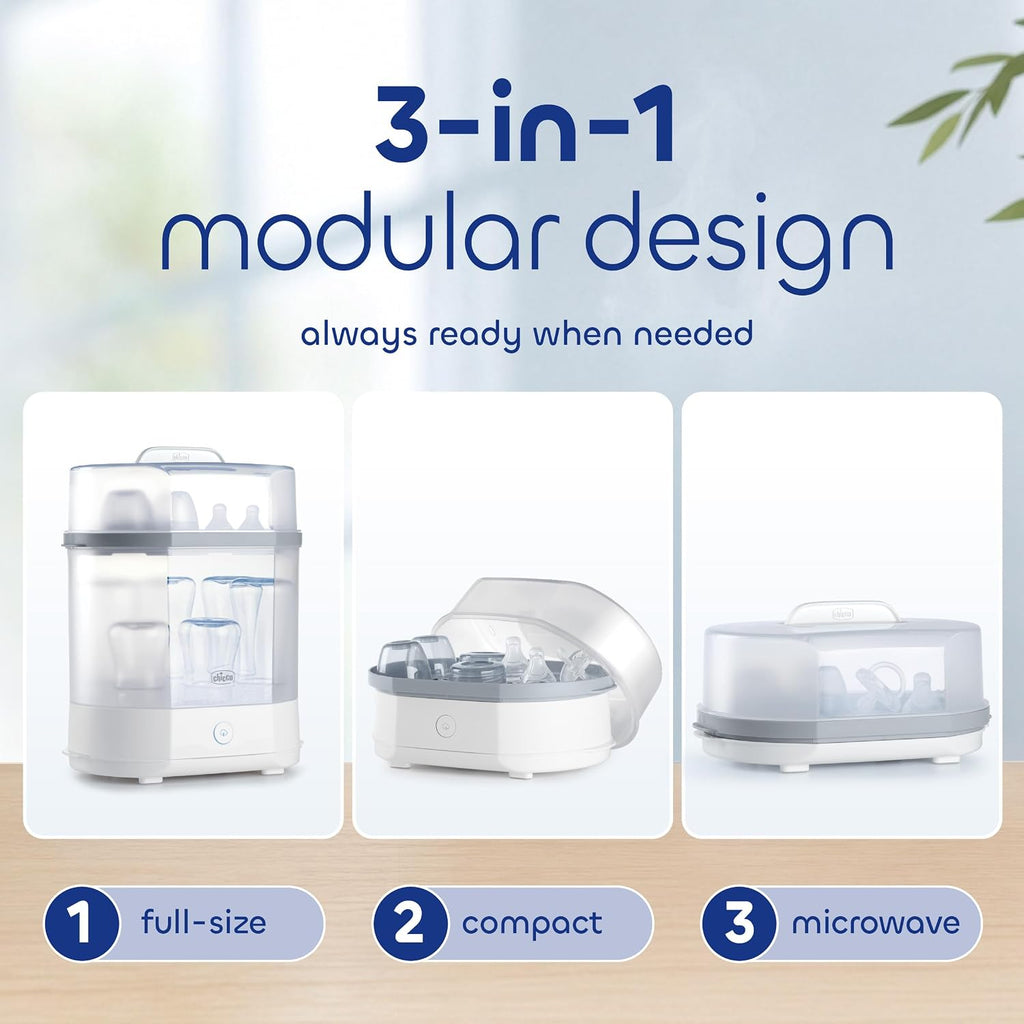Chicco 3-in-1 sterilizer eco mode for smaller loads