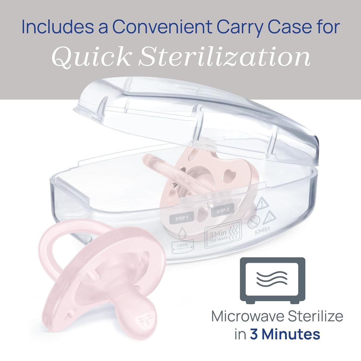 Chicco PhysioForma Orthodontic Pacifier, 0-6 Months, 2-Pack + Sterilizing Case