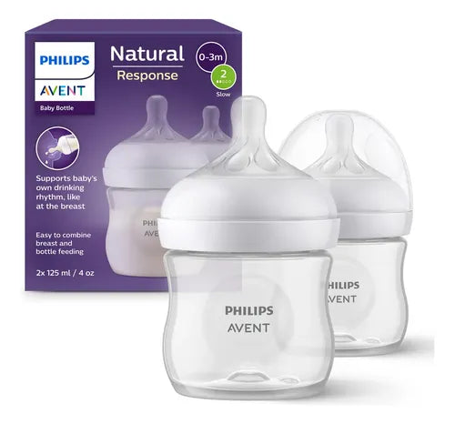 Philips Avent Natural Baby Bottles, Slow Flow, 4 oz, 2-Pack