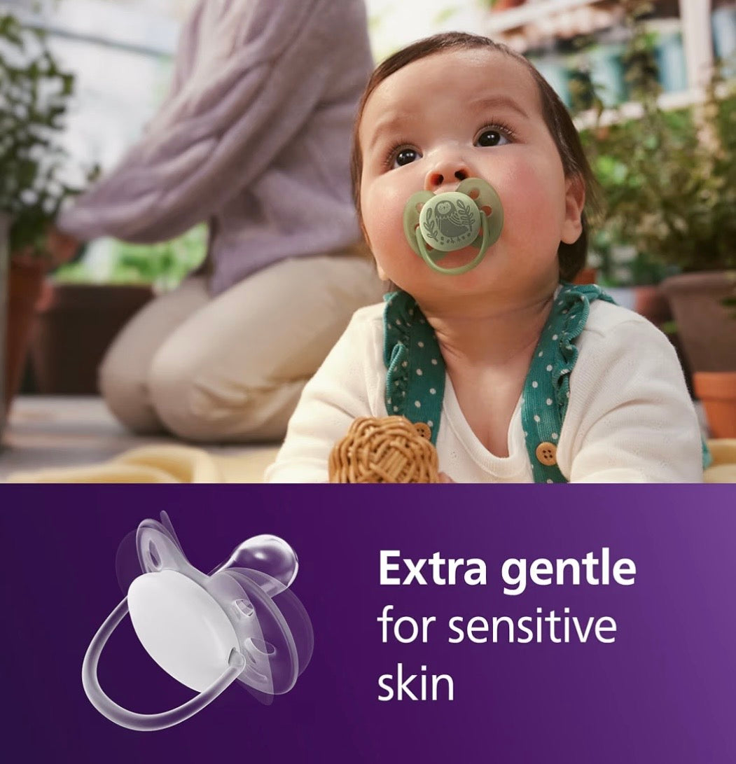 Philips Avent Ultra Soft Baby Pacifier, 6-18 Months , BPA-Free, 2-Pack+ Sterilizing Case