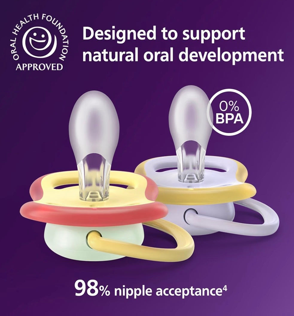 Philips Avent Ultra Air Day & Nighttime Baby Pacifier, 0-6 Months, Butterfly/Caterpillar, 1-Pack + Sterilizing Case
