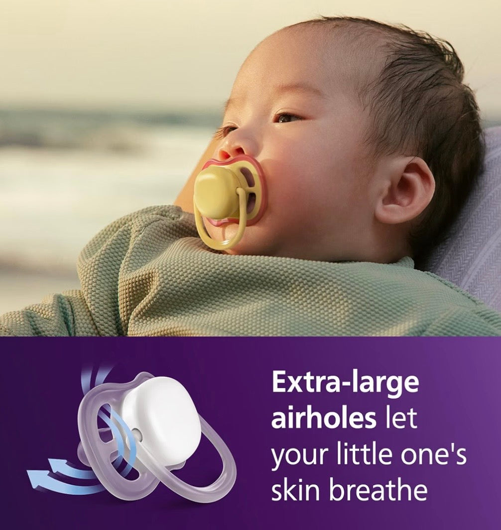 Philips Avent Ultra Air Day & Nighttime Baby Pacifier, 0-6 Months, Butterfly/Caterpillar, 1-Pack + Sterilizing Case