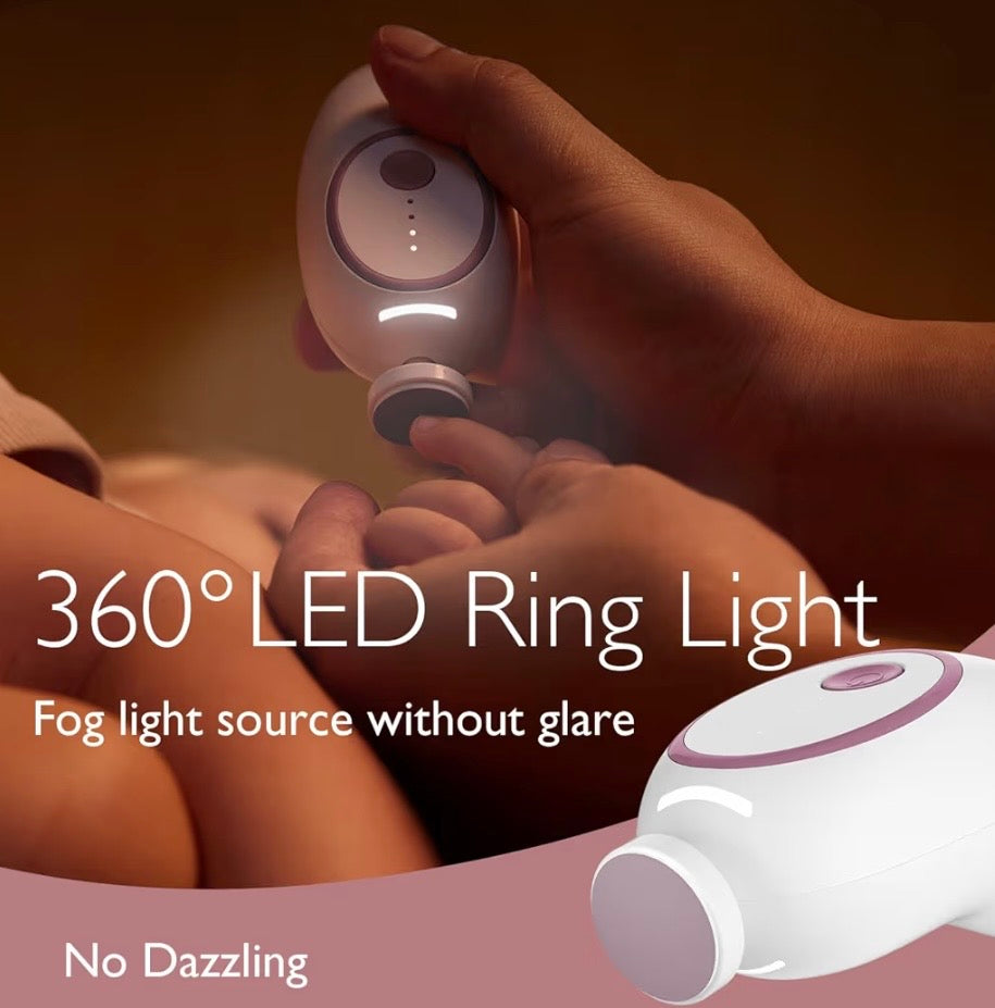 Momcozy Electric Baby Nail File with Night Light, Pink