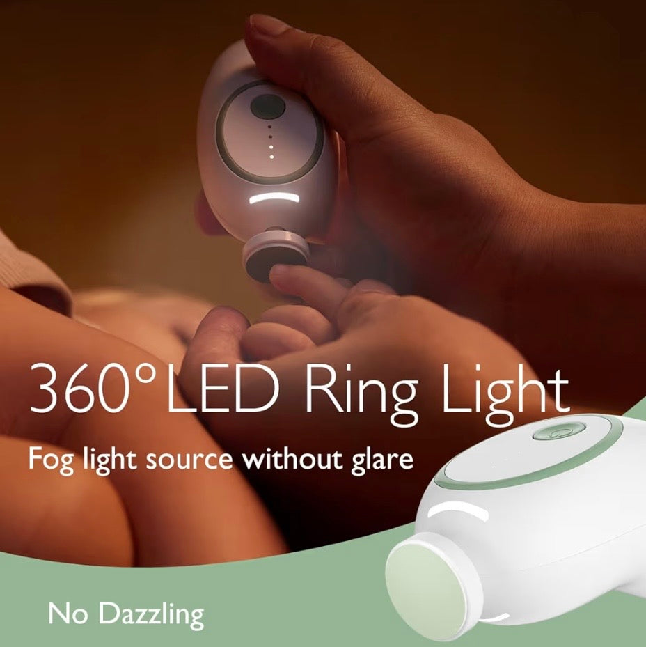 Momcozy Electric Baby Nail File with Night Light, Green