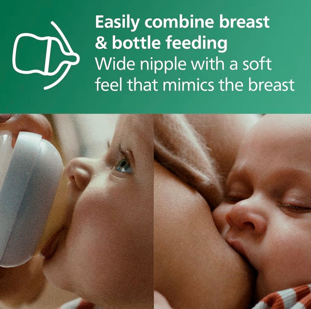 Philips Avent Natural Glass Baby Bottle, Flow 2 Slow, 120ml, 0-3m, 1-Pack