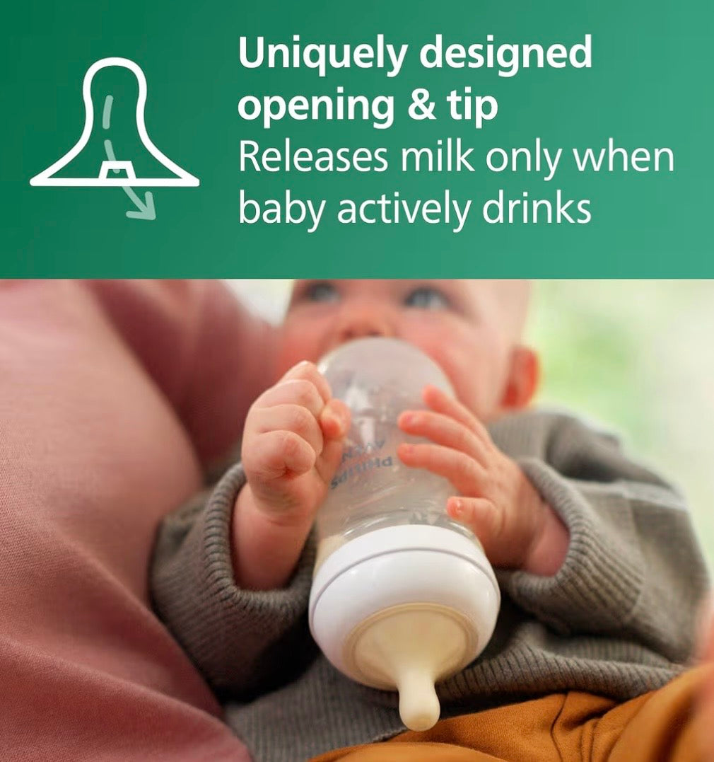 Philips Avent Natural Glass Baby Bottle, Flow 3 Medium, 240ml, 3-6m, 2-Pack