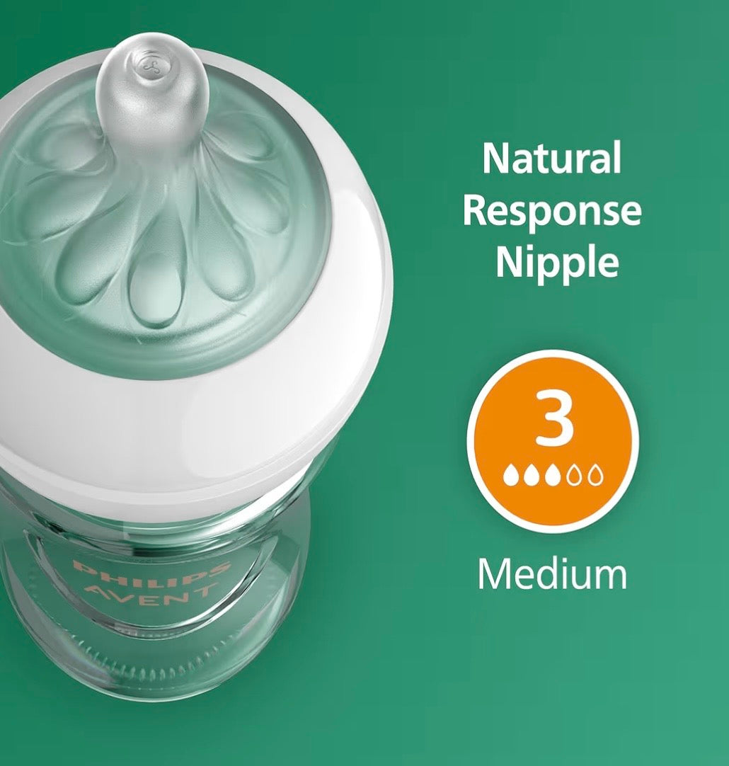 Philips Avent Natural Glass Baby Bottle, Medium Flow, 8 oz