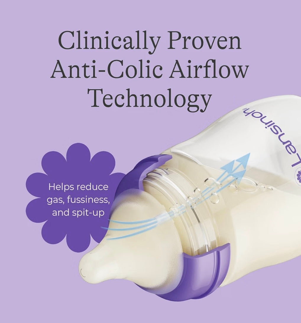 Lansinoh Anti-Colic Baby Bottle, 5 oz, Slow Flow, 1-Pack