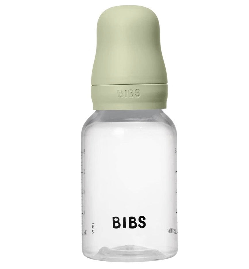 BIBS Plastic Baby Bottle, 150 ml, Silicone Nipple, Sage
