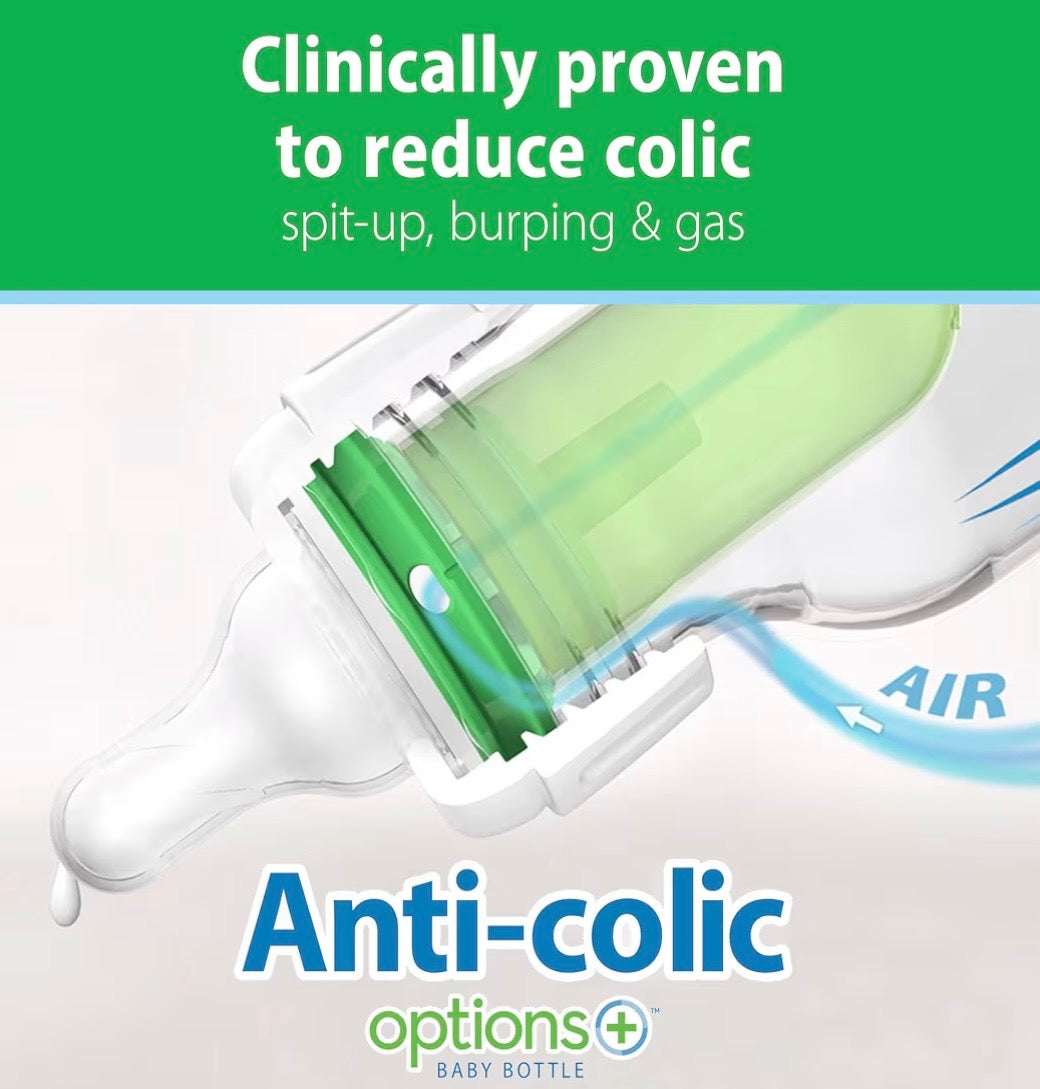 Dr. Brown's Options+ Narrow Glass Baby Bottle, Level 1 Slow Flow, 4 oz, 2-Pack