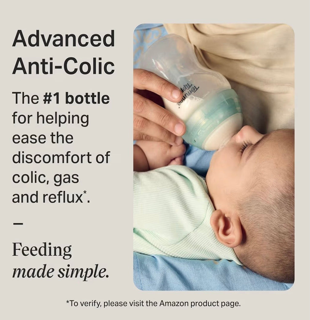 Tommee Tippee Advanced Anti-Colic Baby Bottles, Slow Flow, 260ml (0+), Blue, 2-Pack