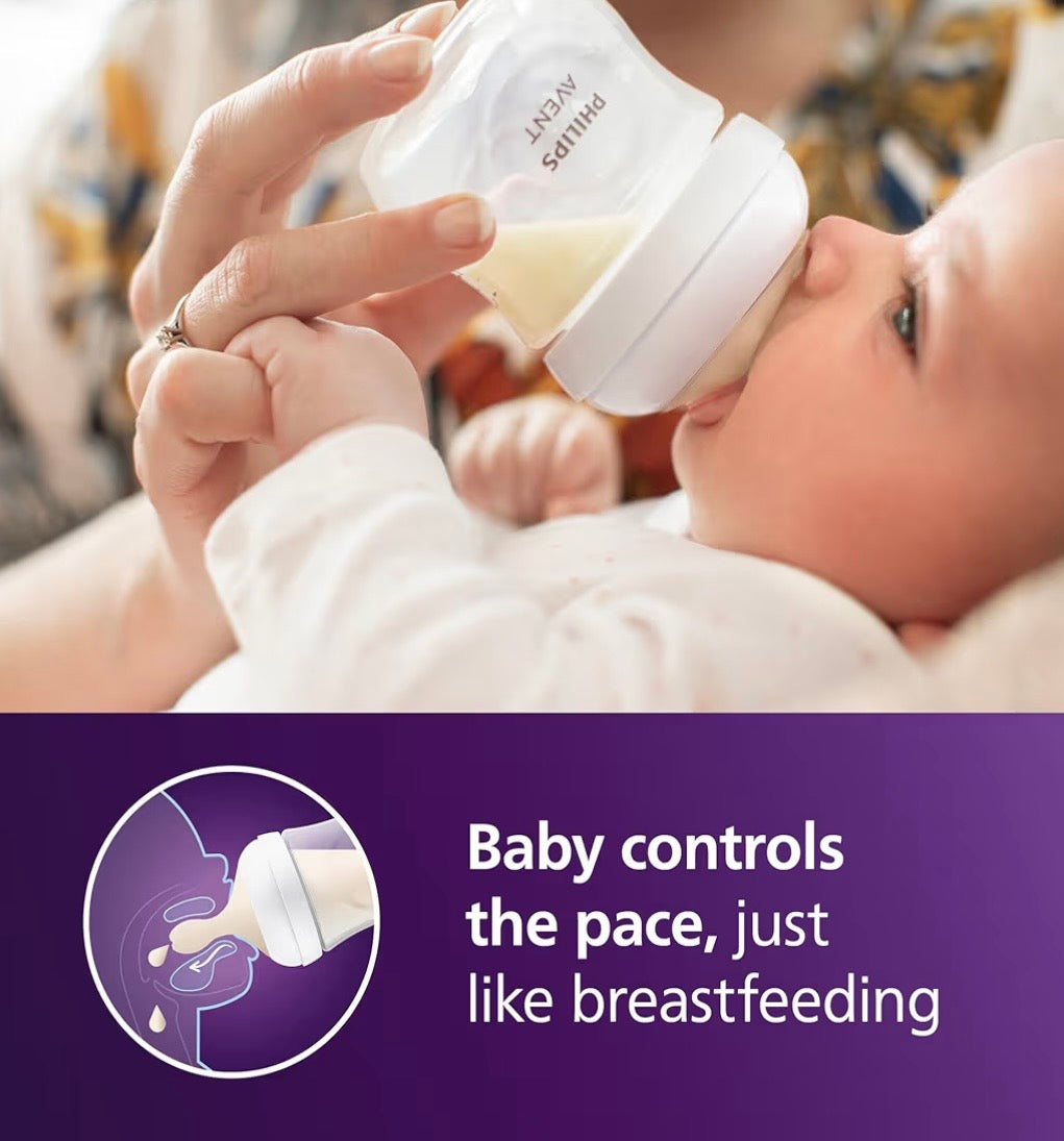 Philips Avent Natural Baby Bottles, Slow Flow, 4 oz(125 ml), BPA-Free, 1-Pack