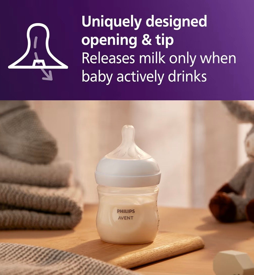 Philips Avent Natural Baby Bottles, Slow Flow, 4 oz (125 ml), BPA-Free, 2-Pack