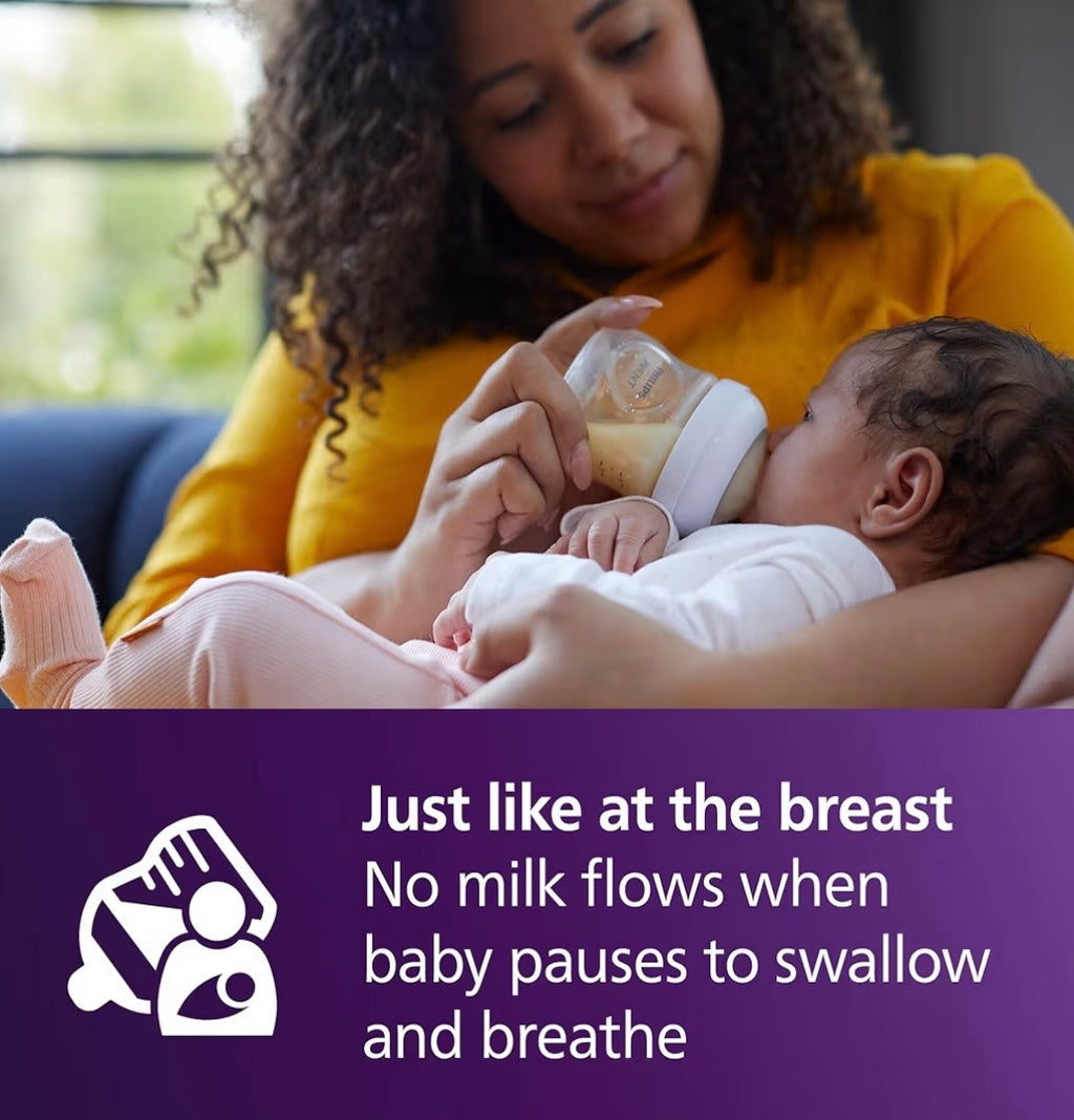 Philips Avent Natural Baby Bottles, Slow Flow, 4 oz(125 ml), BPA-Free, 1-Pack