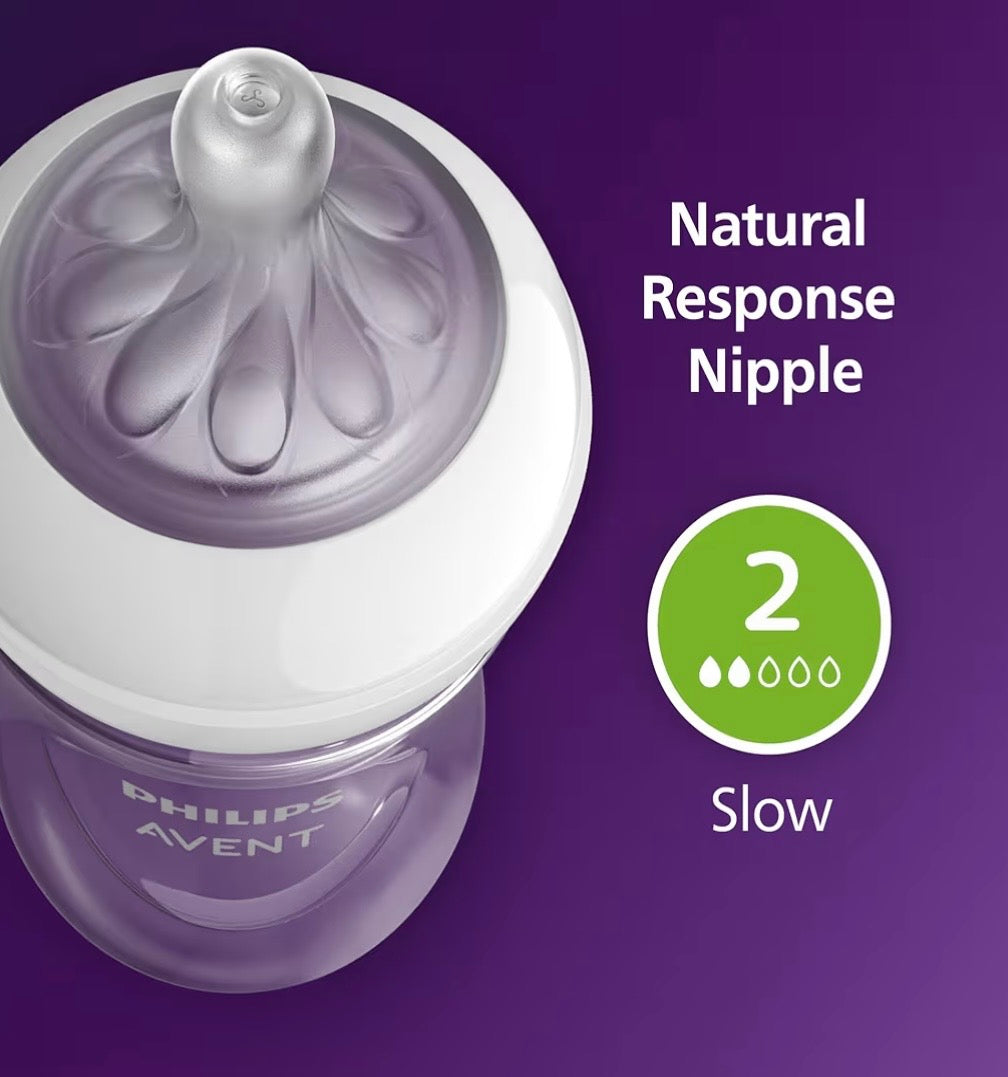 Philips Avent Natural Baby Bottles, Slow Flow, 4 oz(125 ml), BPA-Free, 1-Pack