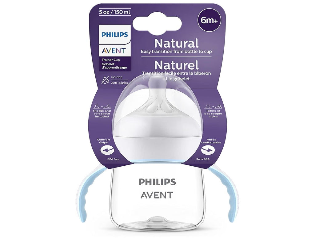 Philips avent Natural trainer cup, extra fast flow 5 / 150ml (6+) + normal nipple + soft silicon spout pack of 1 / easy sippy cup 260ml (9+)  + soft silicon spout blue/ green pack of 2