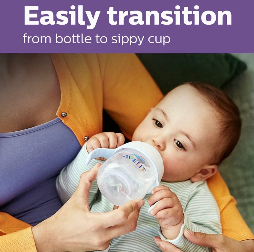 Philips avent Natural trainer cup, extra fast flow 5 / 150ml (6+) + normal nipple + soft silicon spout pack of 1 / easy sippy cup 260ml (9+)  + soft silicon spout blue/ green pack of 2