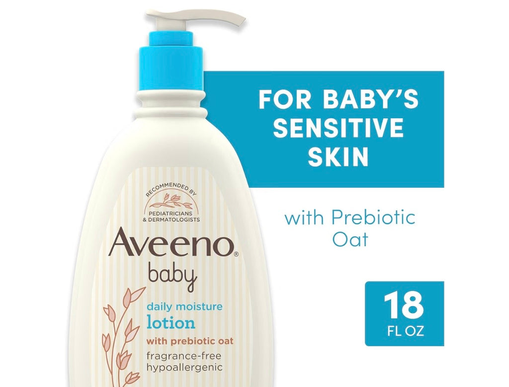 Aveeno Baby Daily Moisture Moisturizing Lotion for Delicate Skin with Natural Colloidal Oatmeal & Dimethicone, Hypoallergenic, Fragrance-, Phthalate- & Paraben-Free, 18 fl. oz