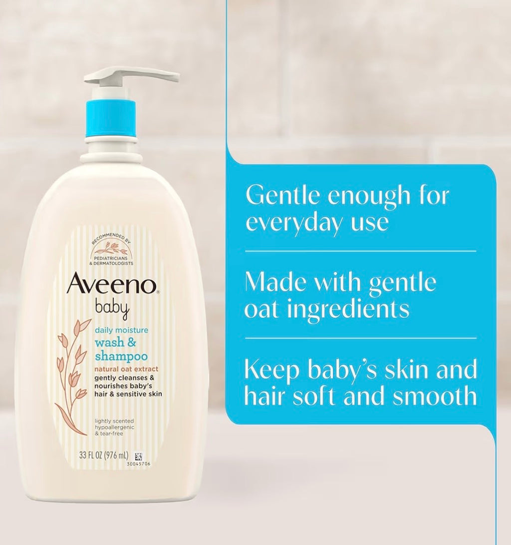 Aveeno Daily Moisture Wash & Shampoo, Tear-Free (976ml)