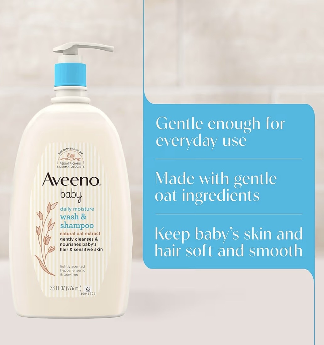 Aveeno Daily Moisture Wash & Shampoo, Tear-Free (976ml)