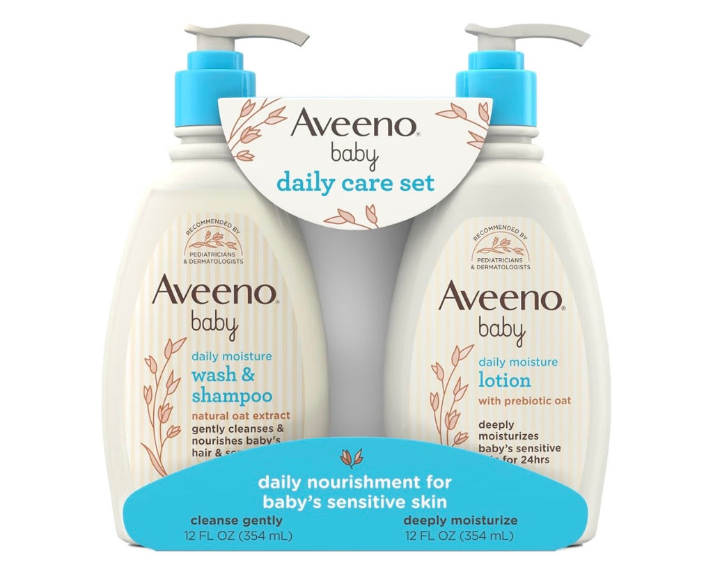 Aveeno Baby Gentle Moisturizing Daily Care Set, Natural Oat Extract, Natural Colloidal Oatmeal, 2 Items