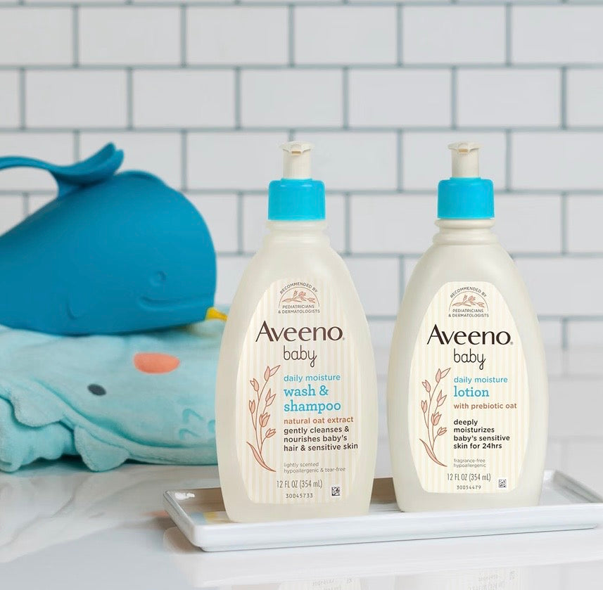 Aveeno Baby Gentle Moisturizing Daily Care Set, Natural Oat Extract, Natural Colloidal Oatmeal, 2 Items