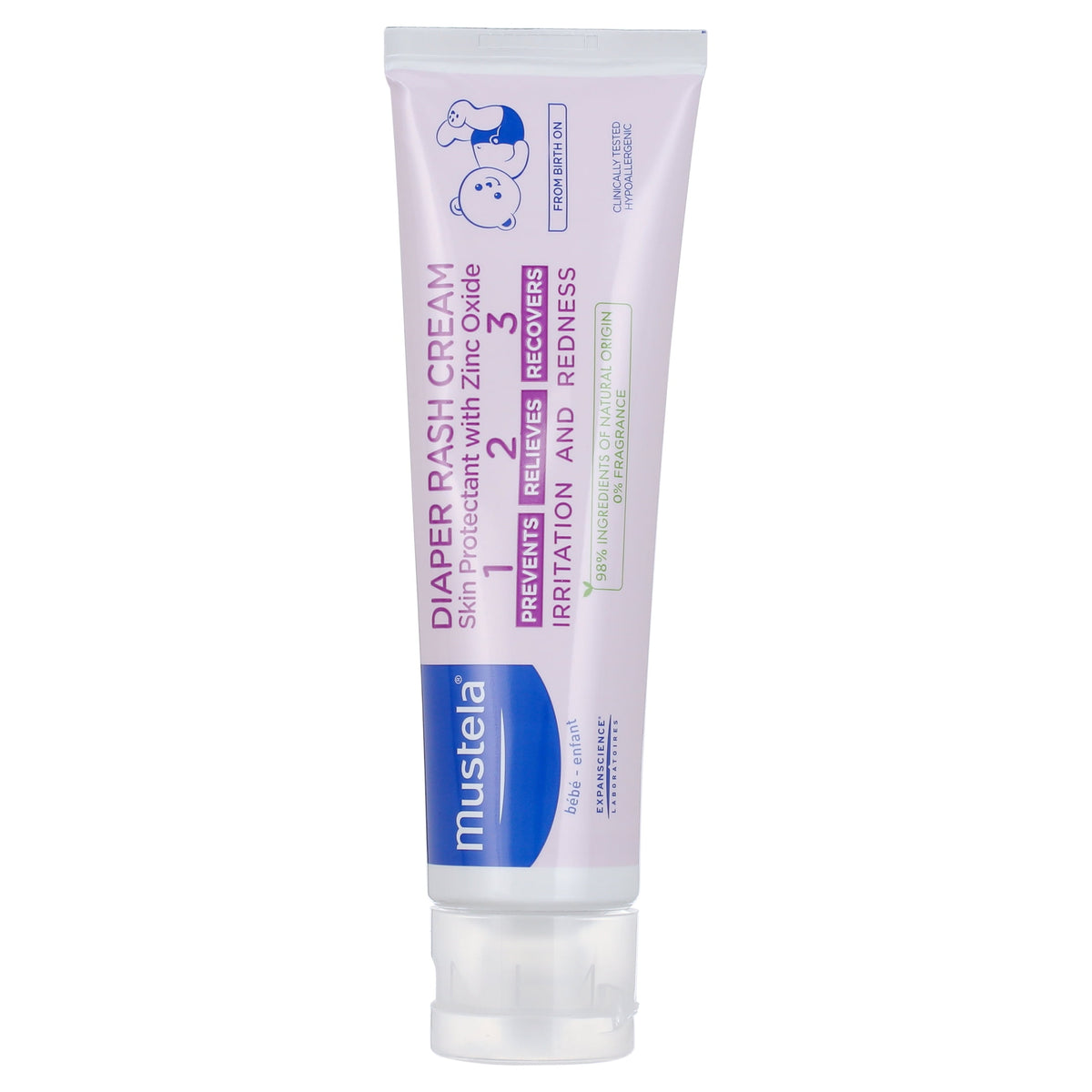 Baby Diaper Rash Cream 123 - Skin Protectant with Zinc Oxide - Fragrance Free & Paraben Free