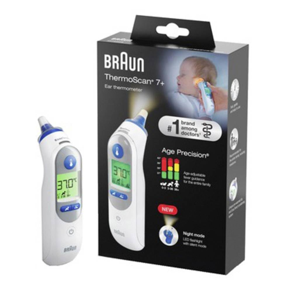Braun ThermoScan 7+, IRT6525WE Infrared Fever Thermometer Preheated Measuring Tip