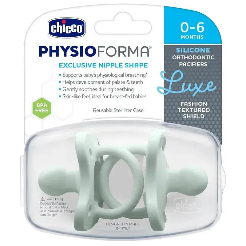Chicco PhysioForma Orthodontic Pacifier, 0-6 Months, 2-Pack + Sterilizing Case