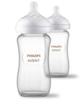 Philips Avent Natural Glass Baby Bottle, Flow 3 Medium, 240ml, 3-6m, 2-Pack