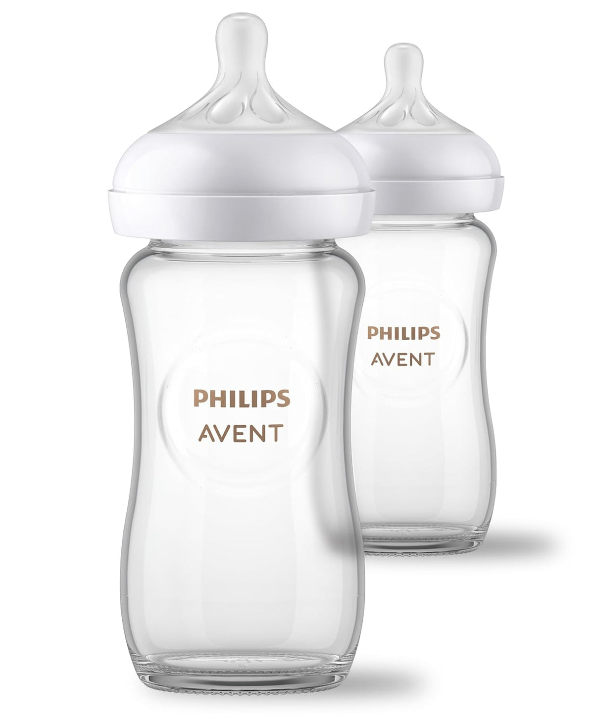 Philips Avent Natural Glass Baby Bottle, Flow 3 Medium, 240ml, 3-6m, 2-Pack