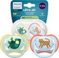 Philips Avent Ultra Air Baby Pacifier, 0-6 Months, BPA-Free, 2-Pack + sterilizing case